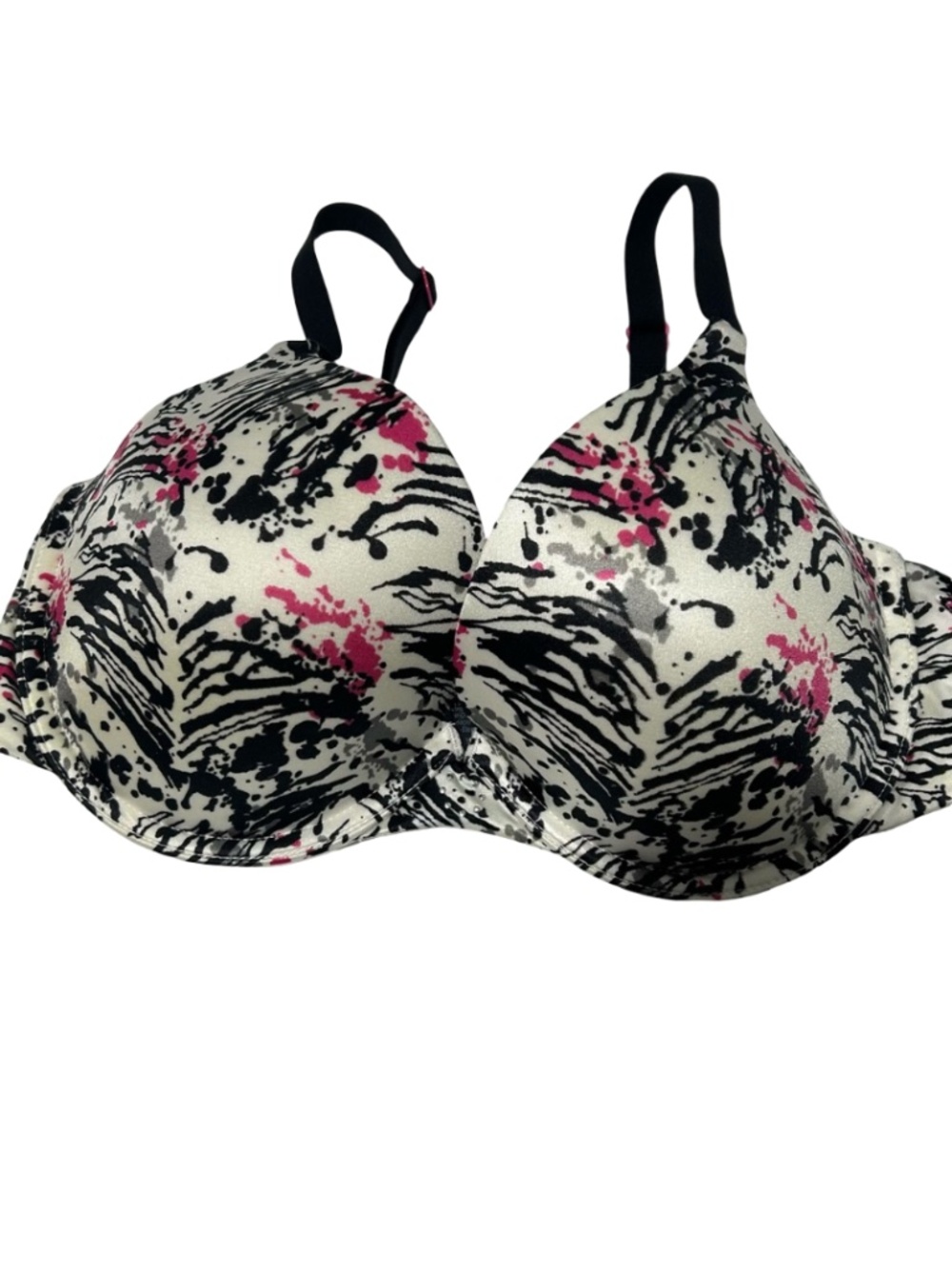 Maidenform White Black Pattern 34D Padded Bra